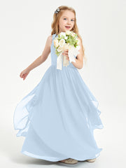 Robes de Demoiselle d'Honneur Junior en Mousseline de Style Boho Bleu Ciel