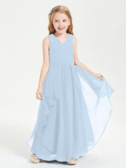 Robes de Demoiselle d'Honneur Junior en Mousseline de Style Boho Bleu Ciel
