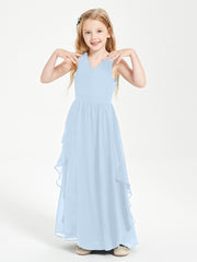 Robes de Demoiselle d'Honneur Junior en Mousseline de Style Boho Bleu Ciel