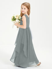 Robes de Demoiselle d'Honneur Junior en Mousseline de Style Boho Gris Acier