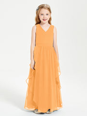 Robes de Demoiselle d'Honneur Junior en Mousseline de Style Boho Mandarine