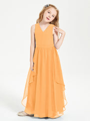 Robes de Demoiselle d'Honneur Junior en Mousseline de Style Boho Mandarine