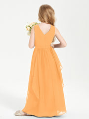 Robes de Demoiselle d'Honneur Junior en Mousseline de Style Boho Mandarine