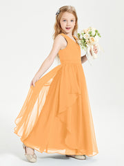 Robes de Demoiselle d'Honneur Junior en Mousseline de Style Boho Mandarine