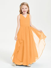 Robes de Demoiselle d'Honneur Junior en Mousseline de Style Boho Mandarine