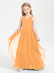 Robes de Demoiselle d'Honneur Junior en Mousseline de Style Boho Mandarine