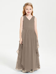 Robes de Demoiselle d'Honneur Junior en Mousseline de Style Boho Taupe