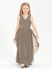 Robes de Demoiselle d'Honneur Junior en Mousseline de Style Boho Taupe