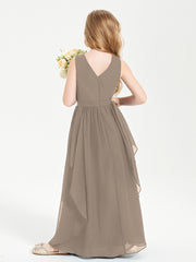 Robes de Demoiselle d'Honneur Junior en Mousseline de Style Boho Taupe