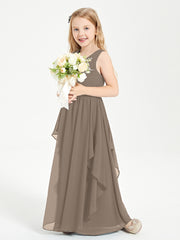 Robes de Demoiselle d'Honneur Junior en Mousseline de Style Boho Taupe
