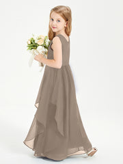 Robes de Demoiselle d'Honneur Junior en Mousseline de Style Boho Taupe