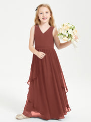 Robes de Demoiselle d'Honneur Junior en Mousseline de Style Boho Terracotta