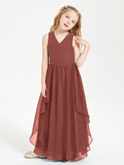 Robes de Demoiselle d'Honneur Junior en Mousseline de Style Boho Terracotta