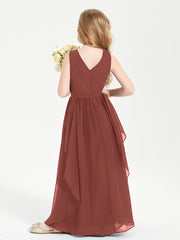 Robes de Demoiselle d'Honneur Junior en Mousseline de Style Boho Terracotta
