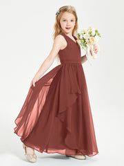 Robes de Demoiselle d'Honneur Junior en Mousseline de Style Boho Terracotta