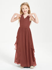 Robes de Demoiselle d'Honneur Junior en Mousseline de Style Boho Terracotta