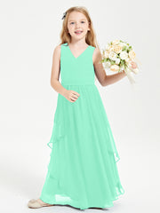 Robes de Demoiselle d'Honneur Junior en Mousseline de Style Boho Turquoise