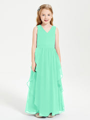 Robes de Demoiselle d'Honneur Junior en Mousseline de Style Boho Turquoise