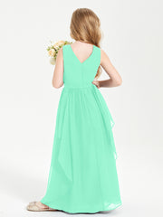 Robes de Demoiselle d'Honneur Junior en Mousseline de Style Boho Turquoise