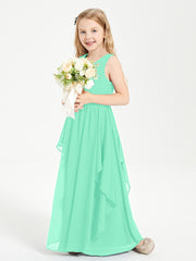 Robes de Demoiselle d'Honneur Junior en Mousseline de Style Boho Turquoise