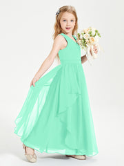 Robes de Demoiselle d'Honneur Junior en Mousseline de Style Boho Turquoise