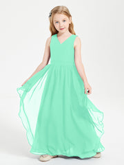 Robes de Demoiselle d'Honneur Junior en Mousseline de Style Boho Turquoise