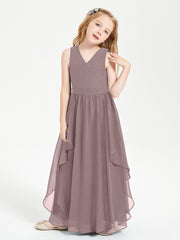 Robes de Demoiselle d'Honneur Junior en Mousseline de Style Boho Vintage Mauve
