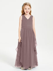 Robes de Demoiselle d'Honneur Junior en Mousseline de Style Boho Vintage Mauve