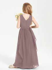 Robes de Demoiselle d'Honneur Junior en Mousseline de Style Boho Vintage Mauve