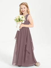 Robes de Demoiselle d'Honneur Junior en Mousseline de Style Boho Vintage Mauve