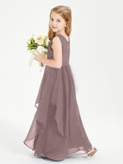 Robes de Demoiselle d'Honneur Junior en Mousseline de Style Boho Vintage Mauve