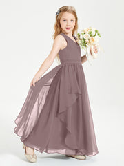 Robes de Demoiselle d'Honneur Junior en Mousseline de Style Boho Vintage Mauve