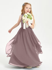 Robes de Demoiselle d'Honneur Junior en Mousseline de Style Boho Vintage Mauve