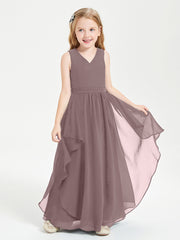 Robes de Demoiselle d'Honneur Junior en Mousseline de Style Boho Vintage Mauve