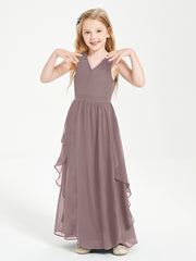 Robes de Demoiselle d'Honneur Junior en Mousseline de Style Boho Vintage Mauve