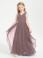 Robes de Demoiselle d'Honneur Junior en Mousseline de Style Boho Vintage Mauve