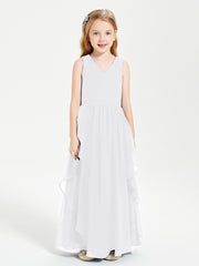 Robes de Demoiselle d'Honneur Junior en Mousseline de Style Boho Blanc