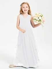 Robes de Demoiselle d'Honneur Junior en Mousseline de Style Boho Blanc