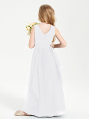 Robes de Demoiselle d'Honneur Junior en Mousseline de Style Boho Blanc