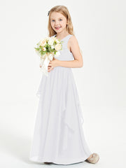 Robes de Demoiselle d'Honneur Junior en Mousseline de Style Boho Blanc