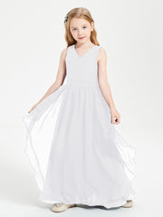 Robes de Demoiselle d'Honneur Junior en Mousseline de Style Boho Blanc