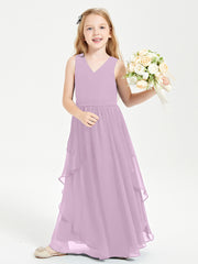 Robes de Demoiselle d'Honneur Junior en Mousseline de Style Boho Glycine