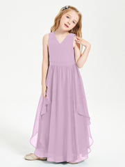 Robes de Demoiselle d'Honneur Junior en Mousseline de Style Boho Glycine