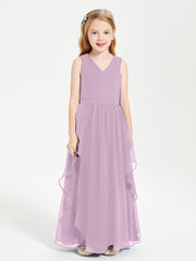 Robes de Demoiselle d'Honneur Junior en Mousseline de Style Boho Glycine