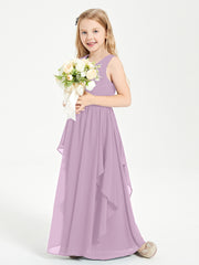 Robes de Demoiselle d'Honneur Junior en Mousseline de Style Boho Glycine