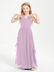 Robes de Demoiselle d'Honneur Junior en Mousseline de Style Boho Glycine