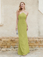 Robe Fourreau en Dentelle Longueur au Sol à Col Licou Trèfle Grande Taille