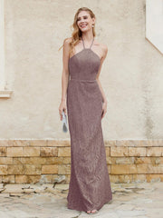 Robe Fourreau en Dentelle Longueur au Sol à Col Licou Dusk Grande Taille