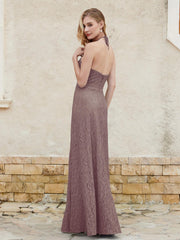 Robe Fourreau en Dentelle Longueur au Sol à Col Licou Dusk Grande Taille