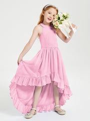 Junior Robes de Demoiselle d'Honneur Boho à la Mode Rose Bonbon